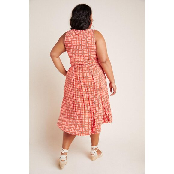 Maeve Anthropologie Size 1X Tangerine Orange Brianne Floral Cowl Neck Midi Dress - Picture 2 of 16